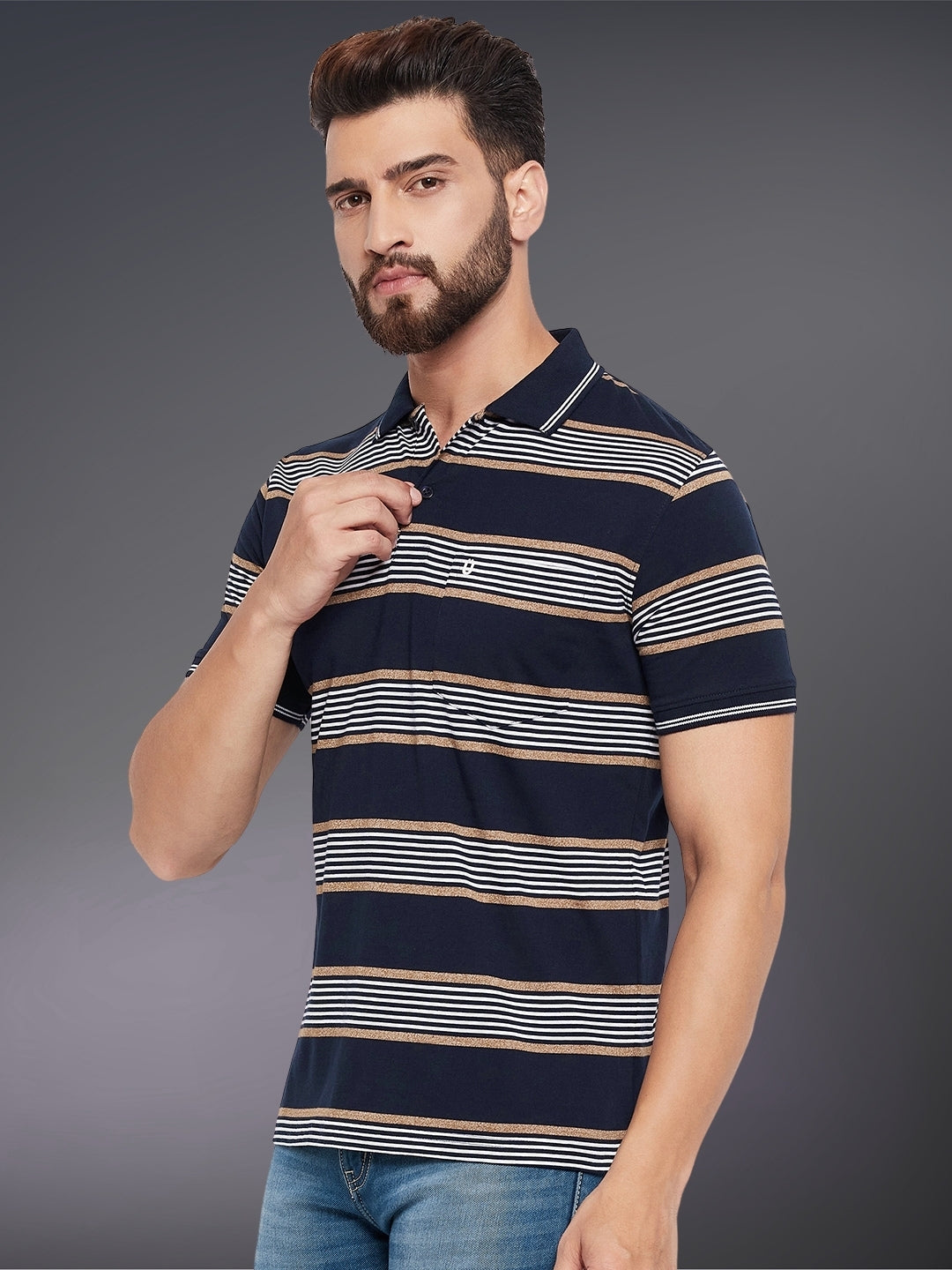 Men Striped Polo