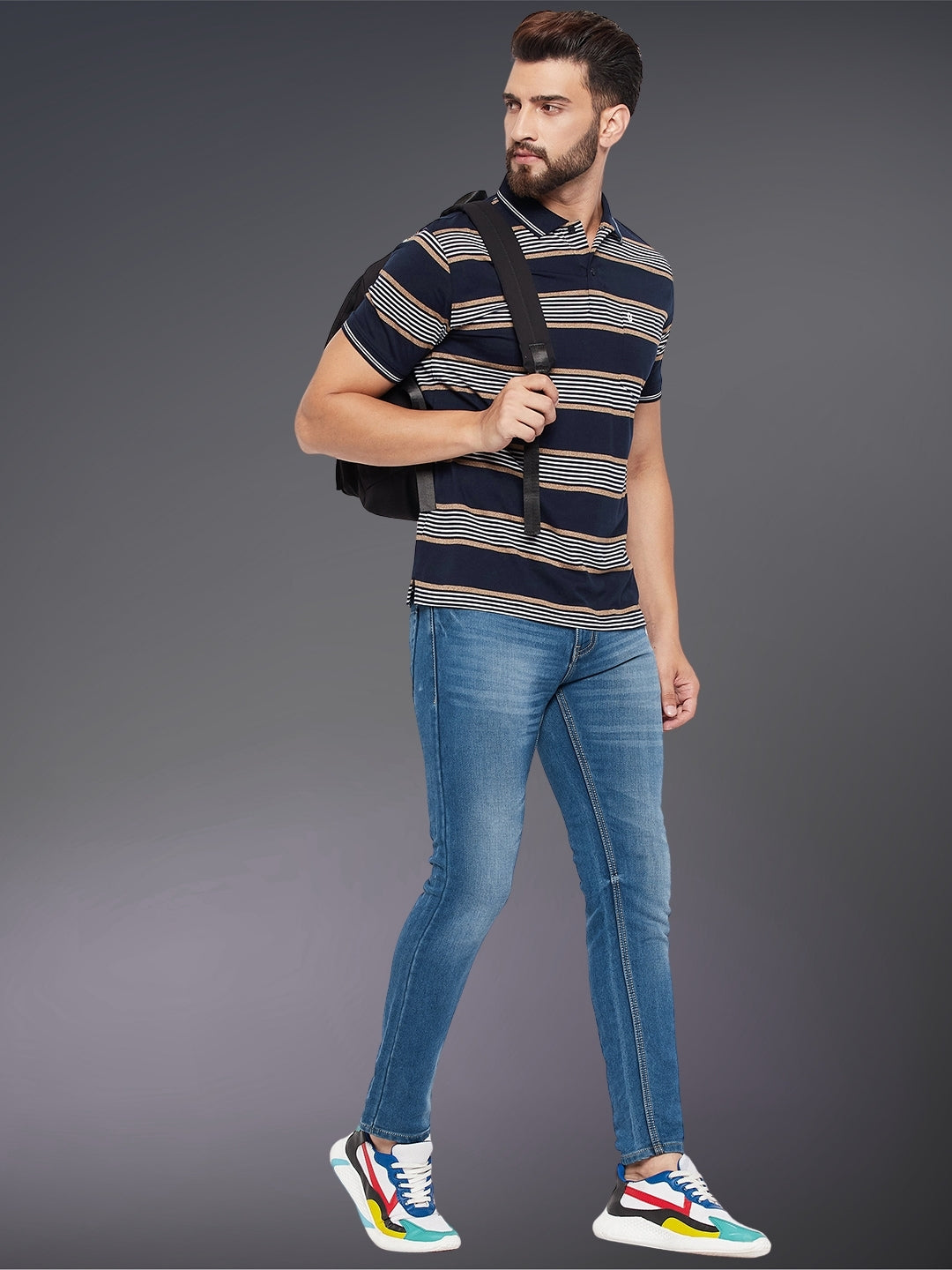 Men Striped Polo