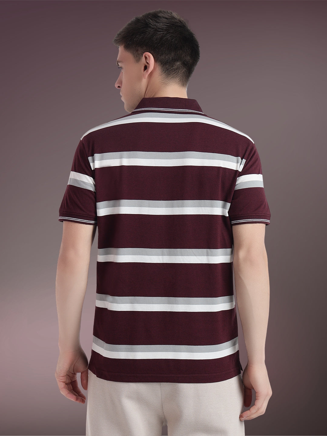 Men Striped Polo