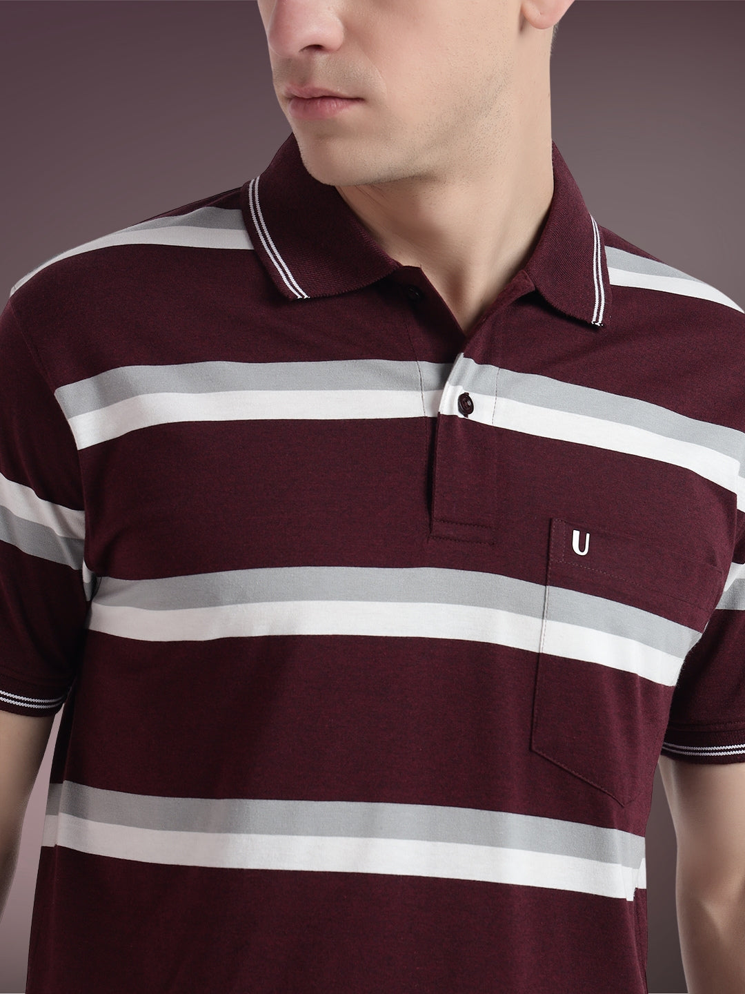 Men Striped Polo