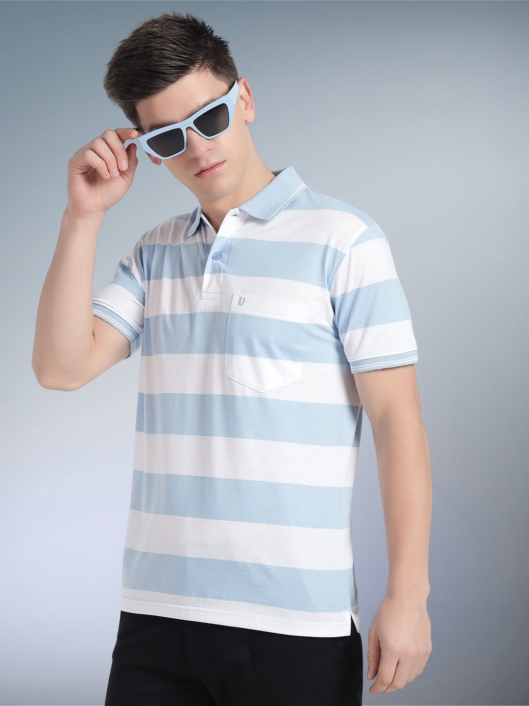 Men Striped Polo