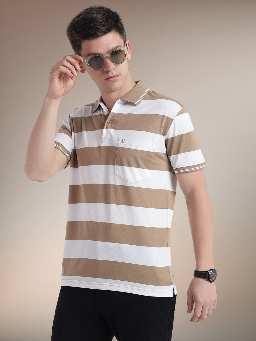 Men Striped Polo