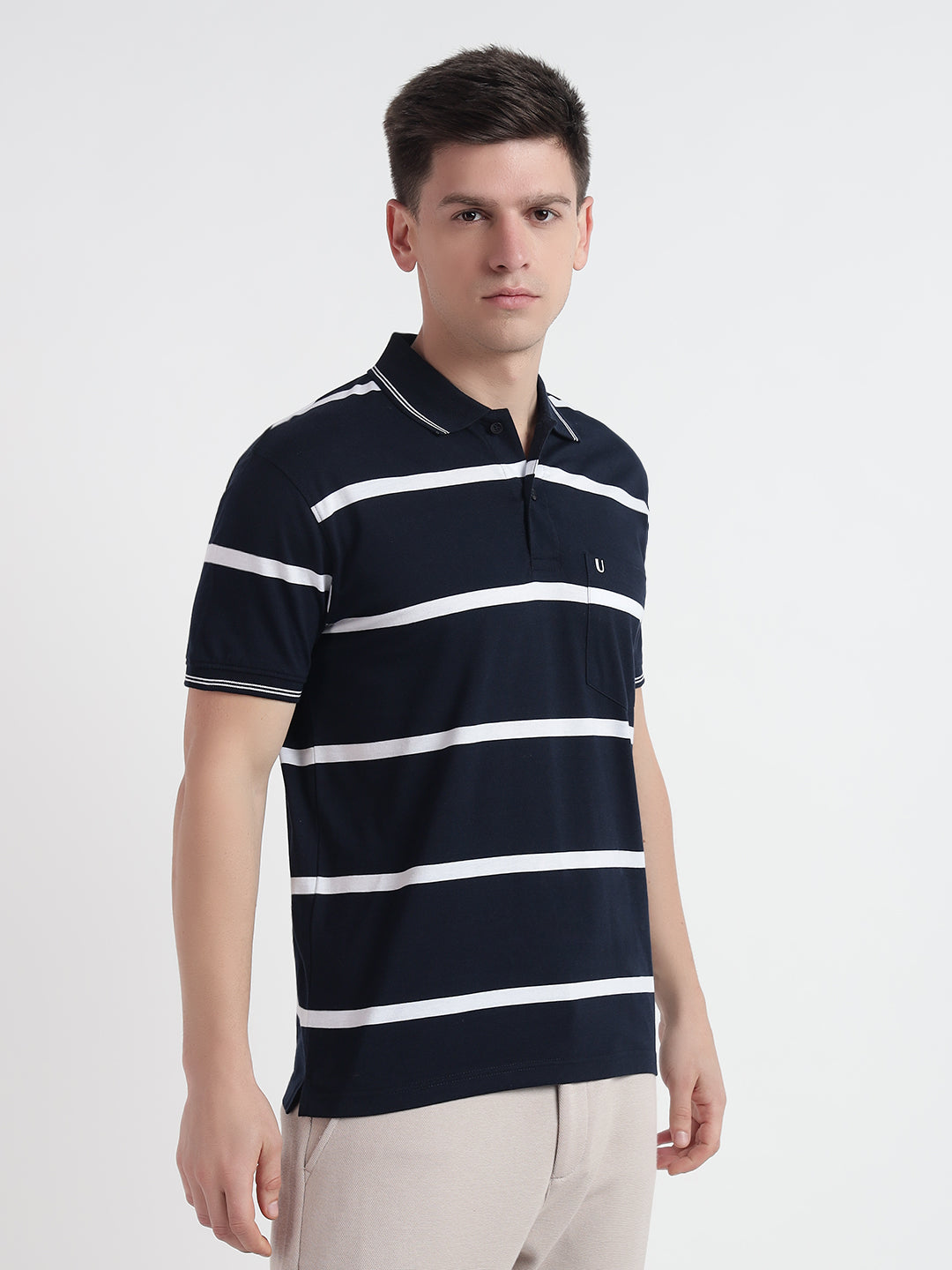 Men Striped Polo