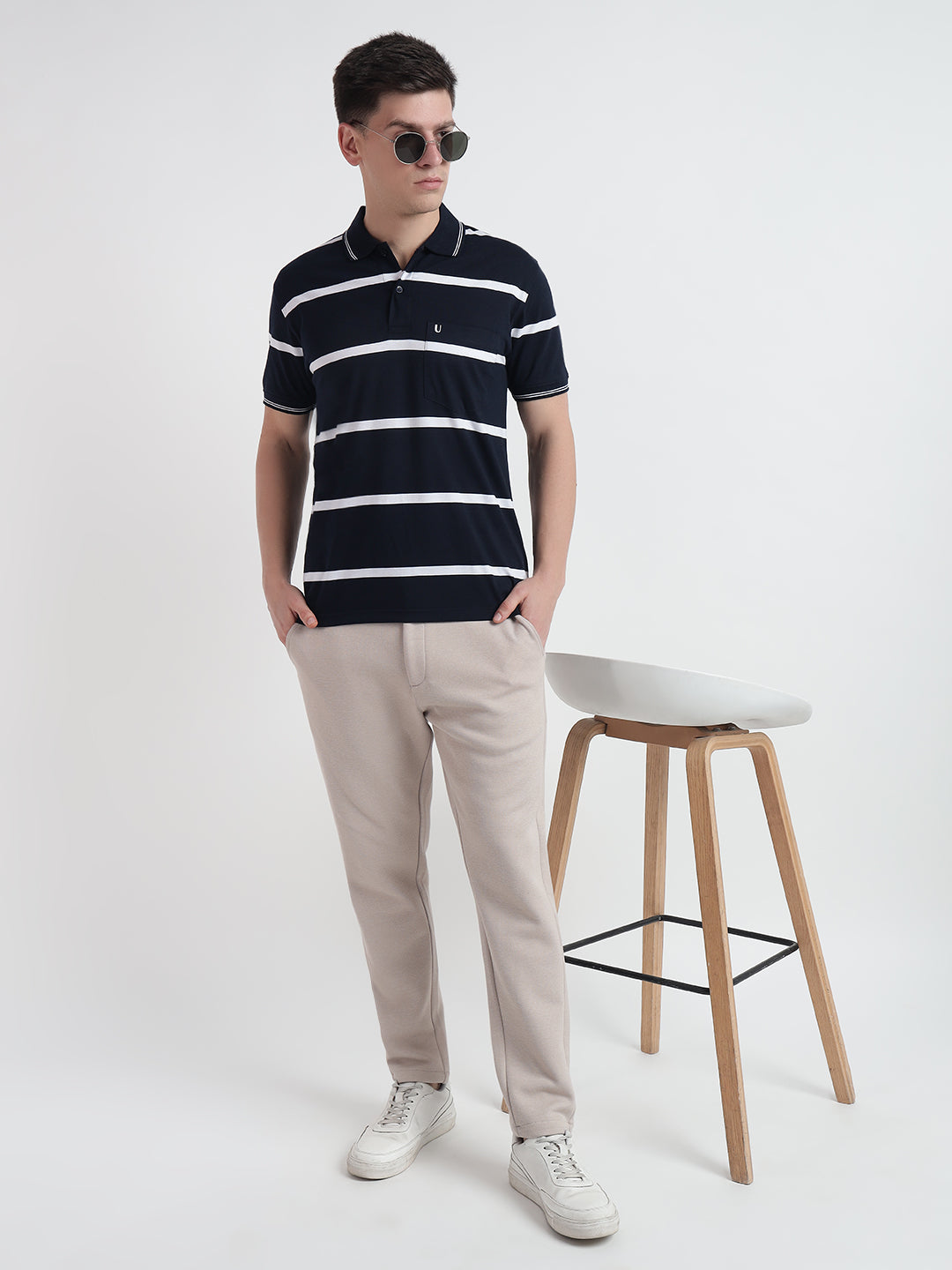 Men Striped Polo
