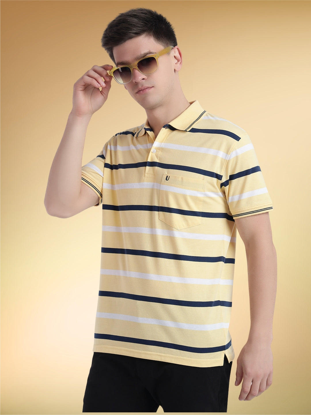 Men Striped Polo