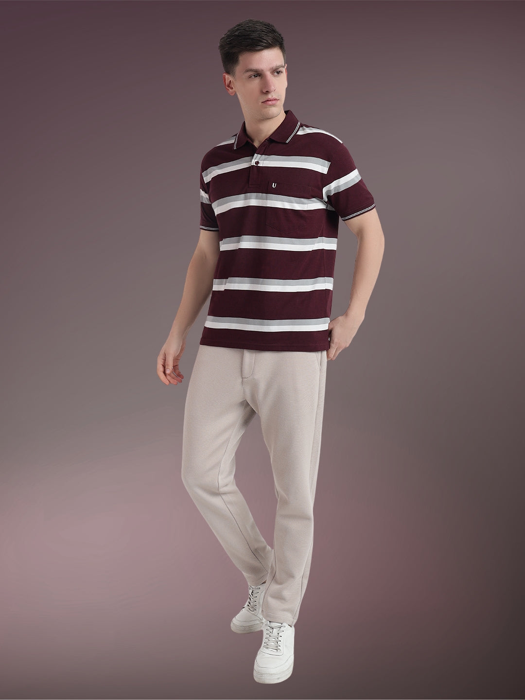 Men Striped Polo