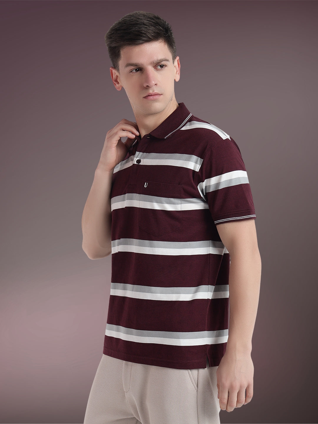 Men Striped Polo