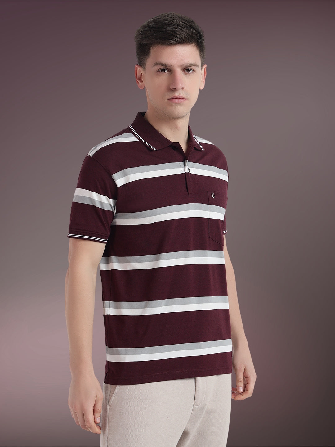 Men Striped Polo