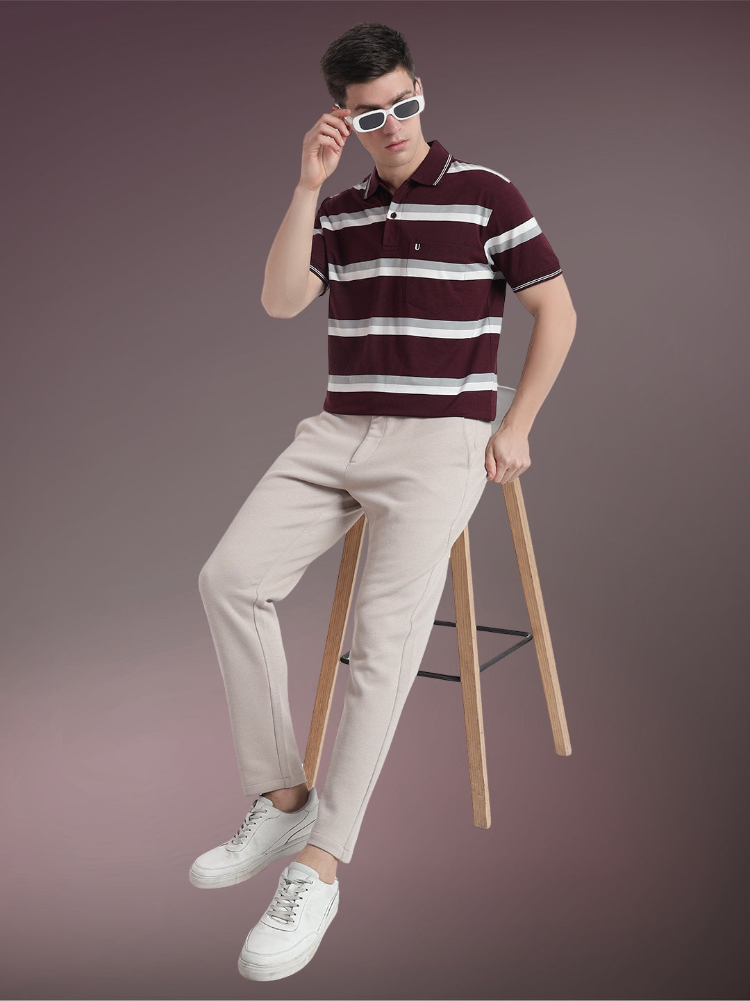 Men Striped Polo