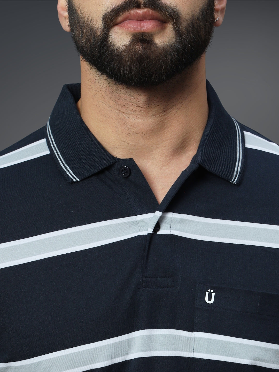 Men Striped Polo