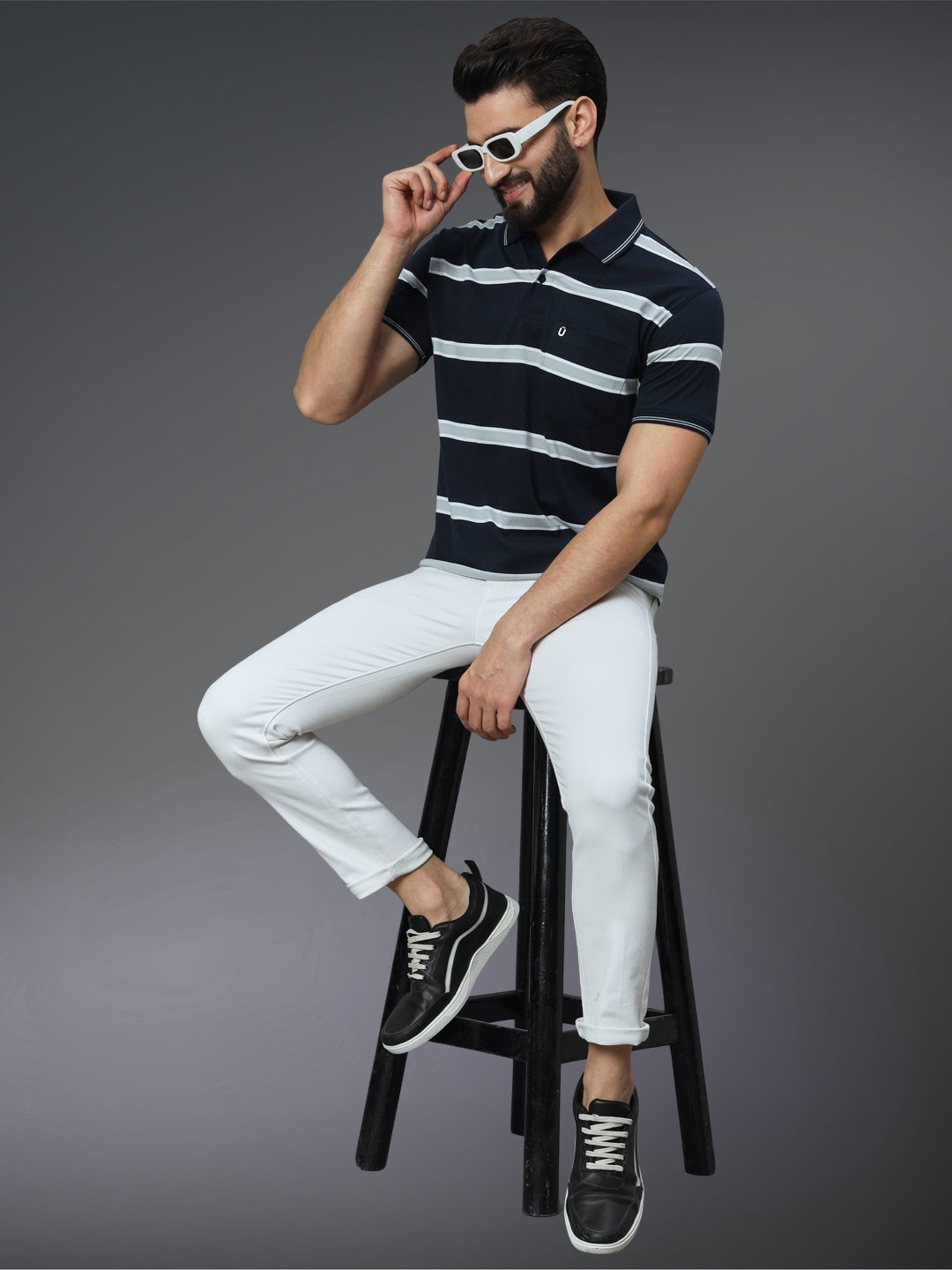 Men Striped Polo
