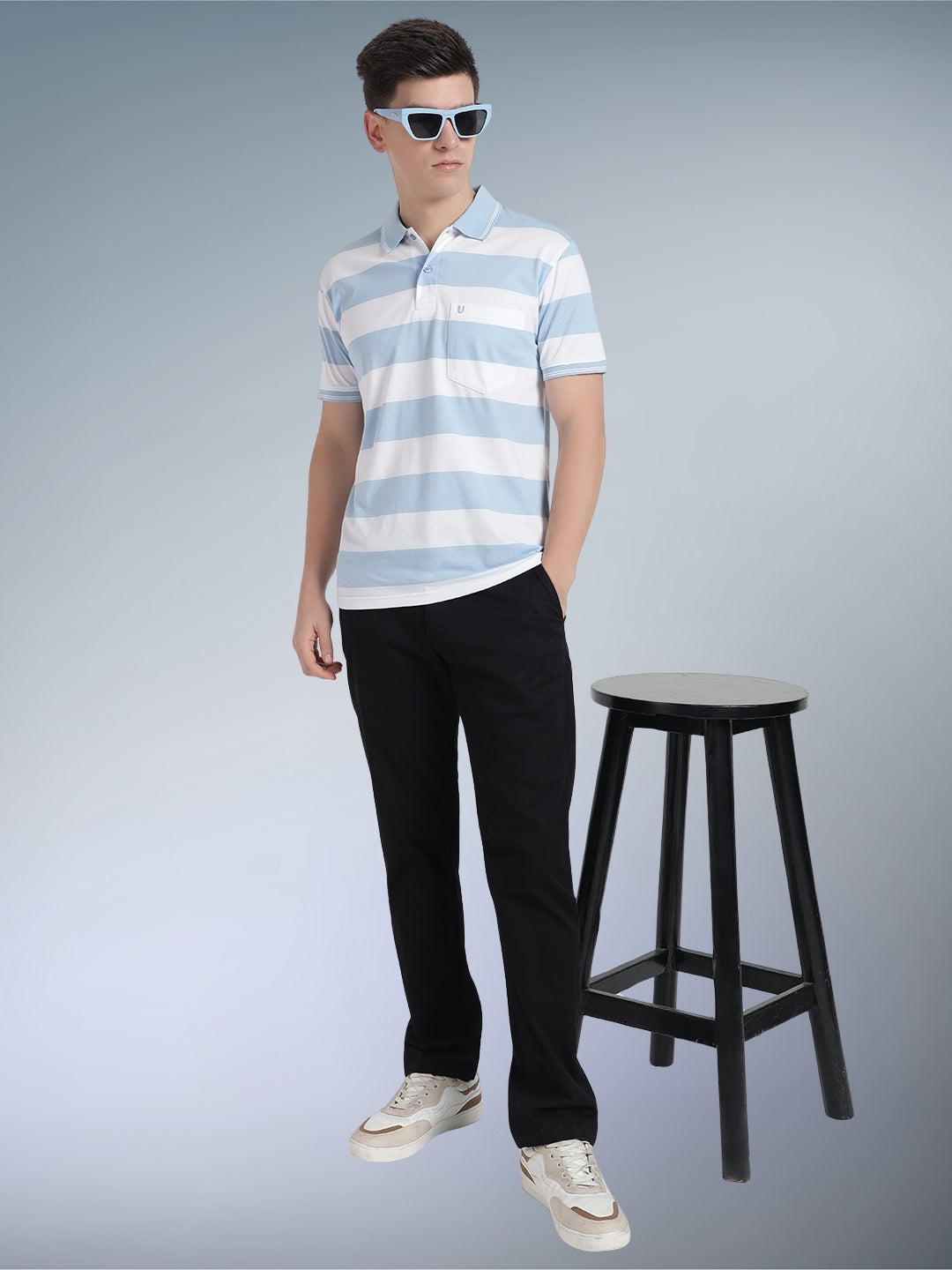 Men Striped Polo