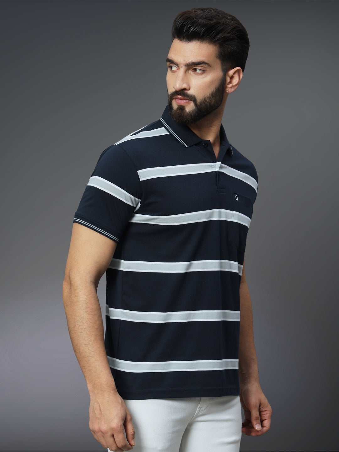 Men Striped Polo