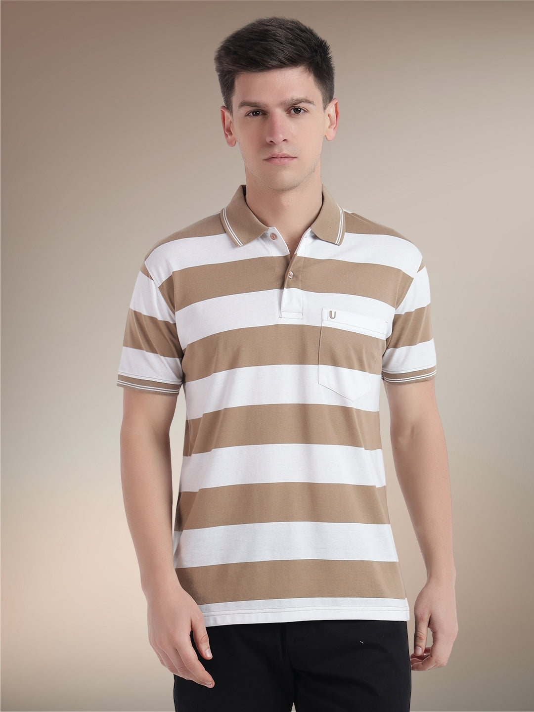 Men Striped Polo