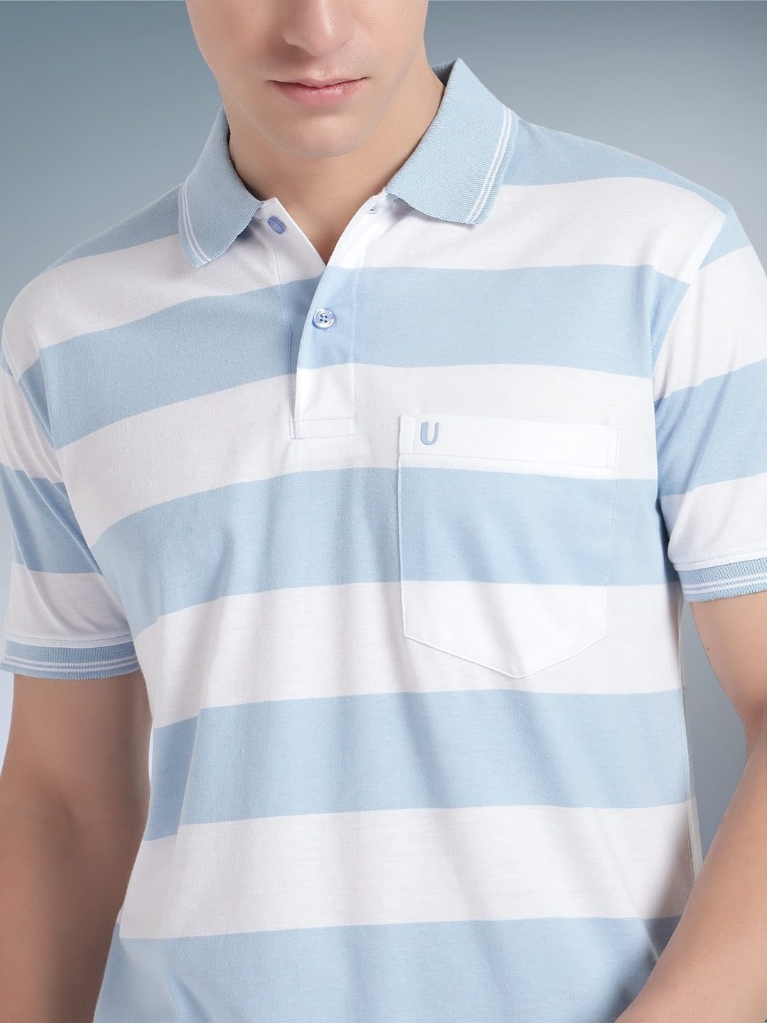 Men Striped Polo