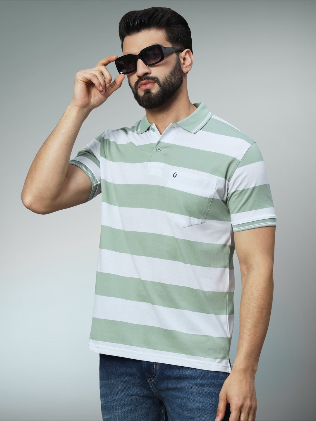 Men Striped Polo