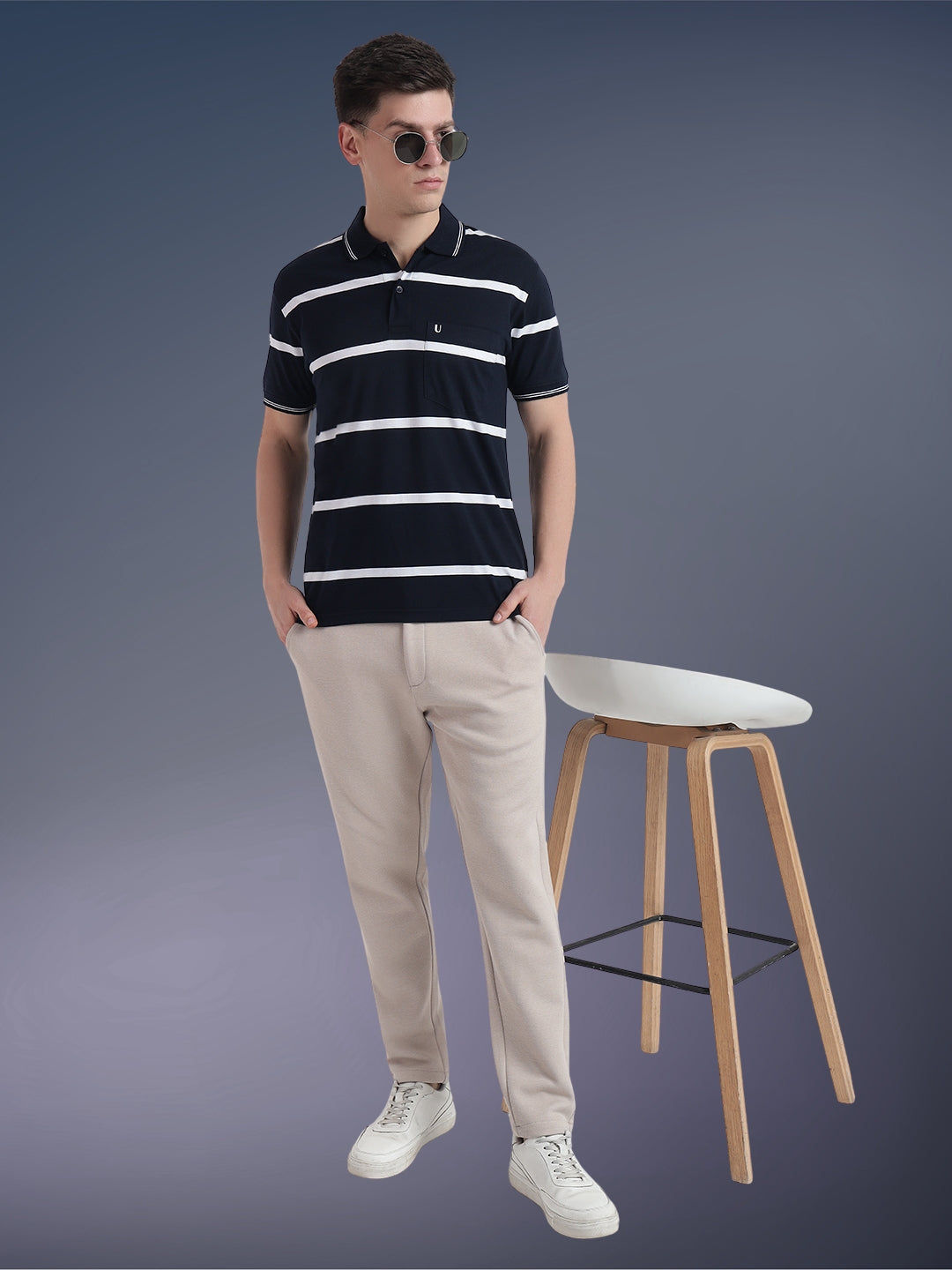 Men Striped Polo