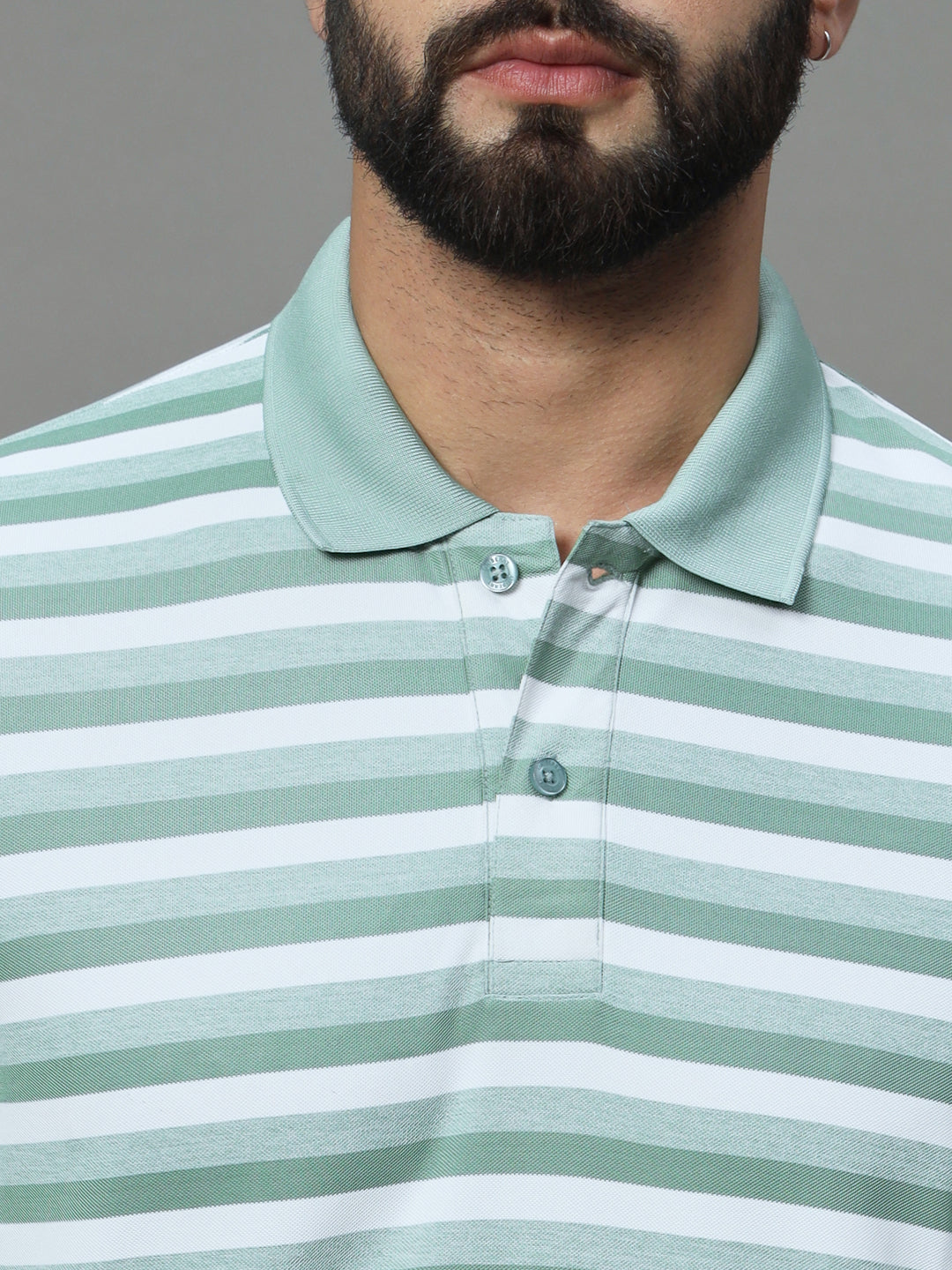 Men Activewear Striped Polo