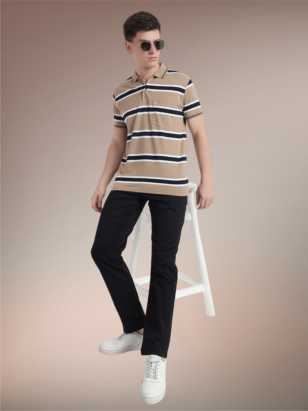Men Striped Polo