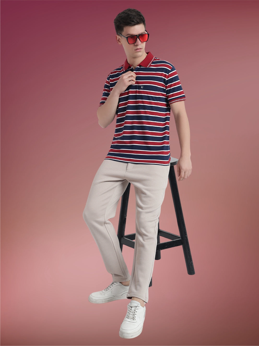 Men Striped Polo