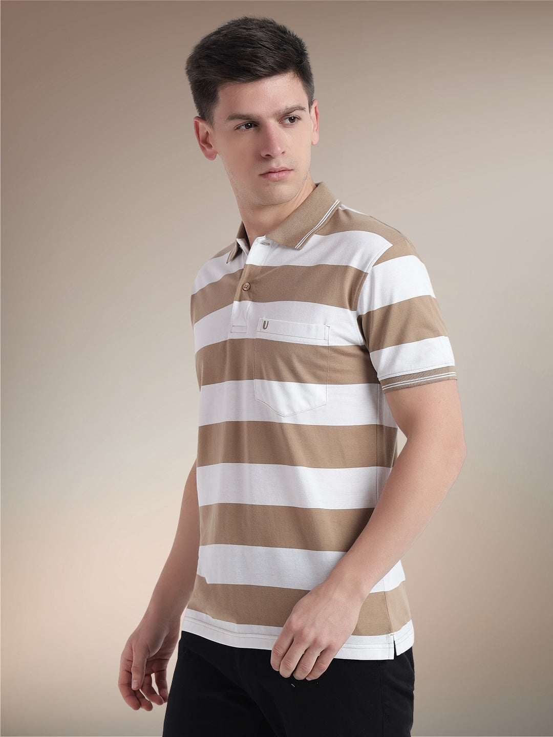 Men Striped Polo