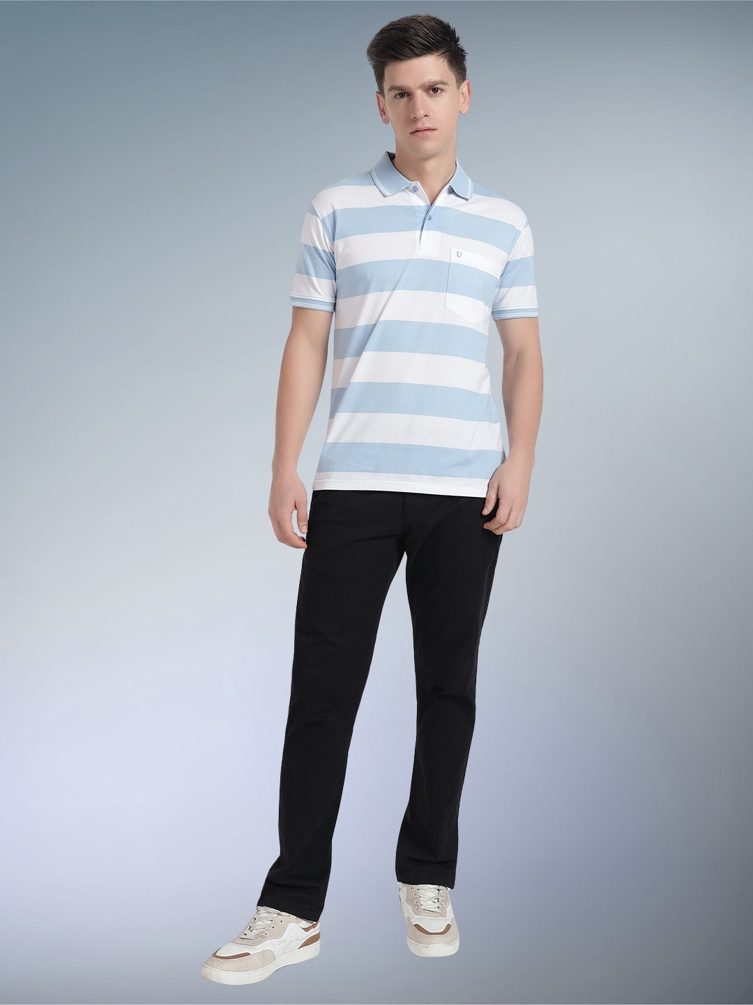 Men Striped Polo