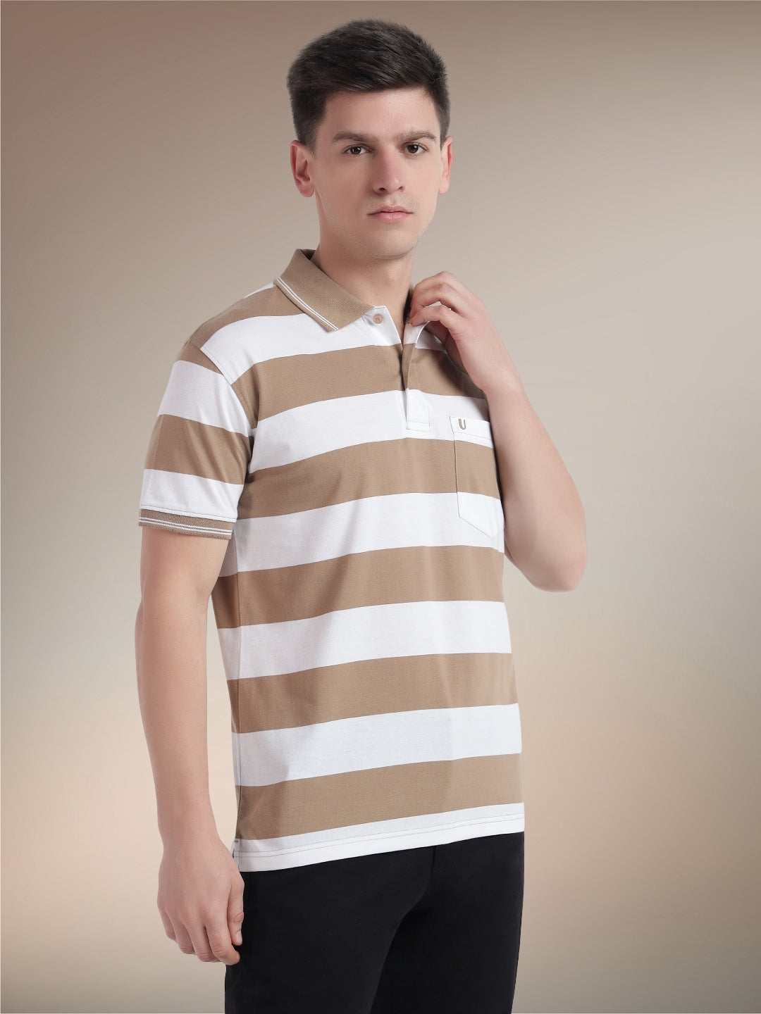 Men Striped Polo