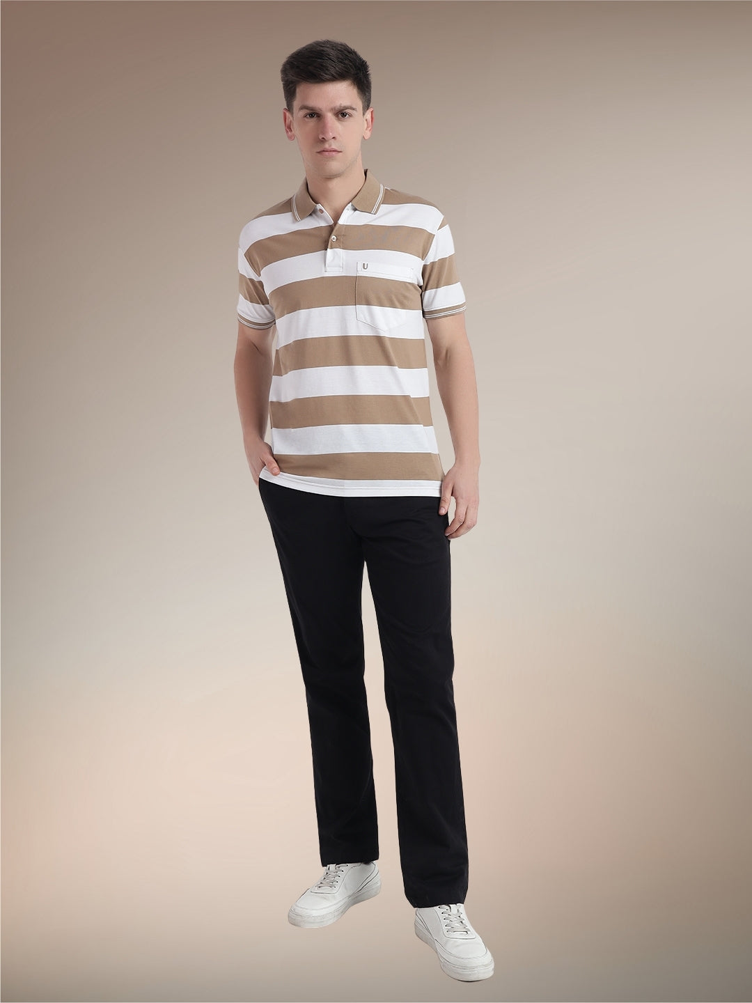 Men Striped Polo