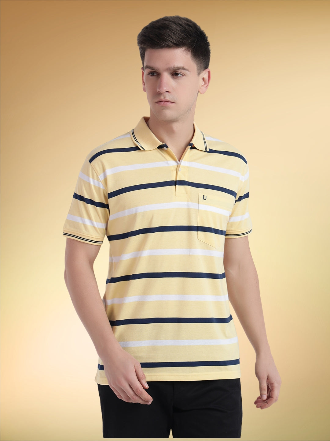 Men Striped Polo
