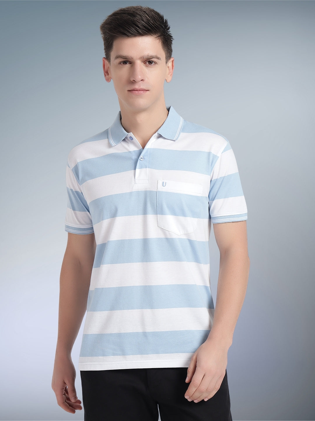 Men Striped Polo