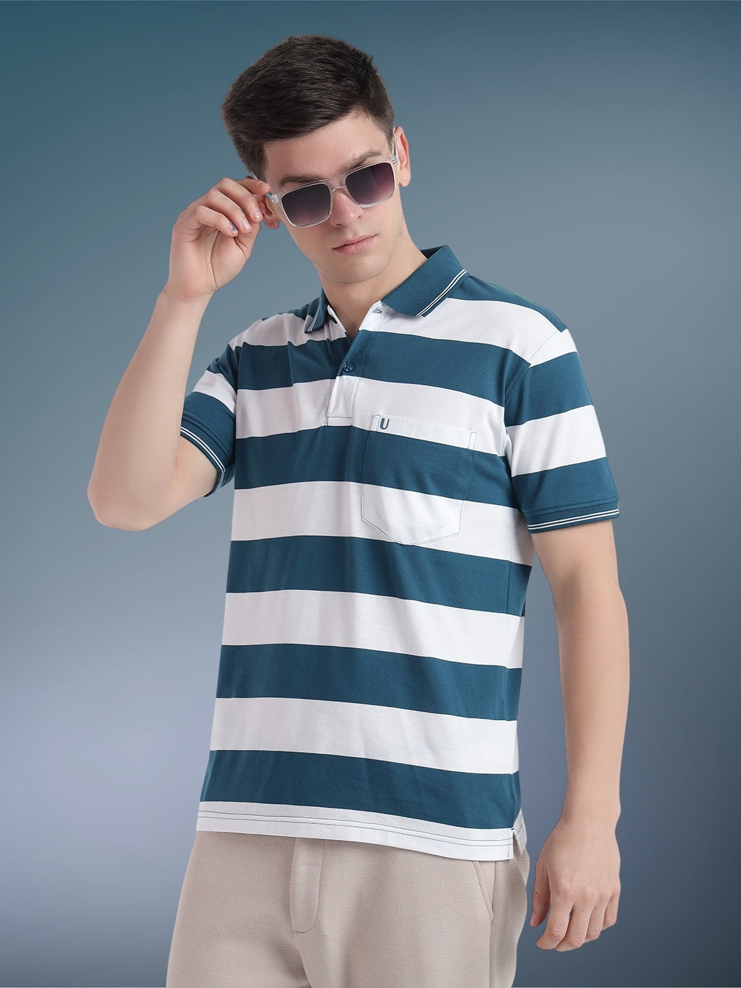 Men Striped Polo