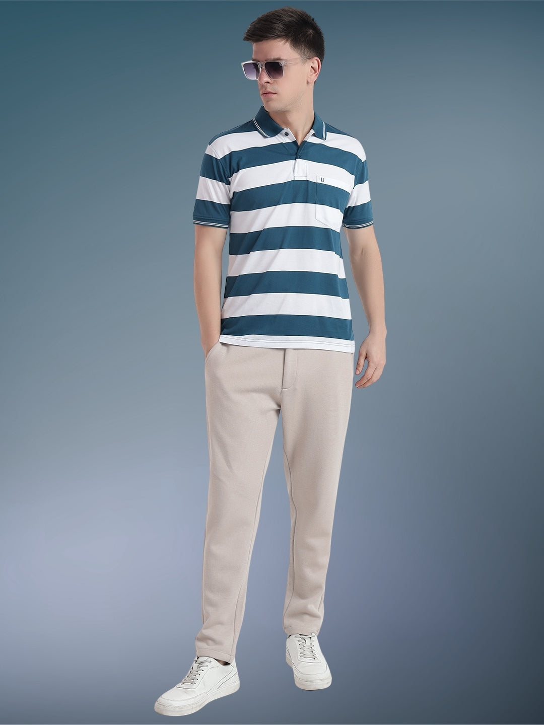 Men Striped Polo