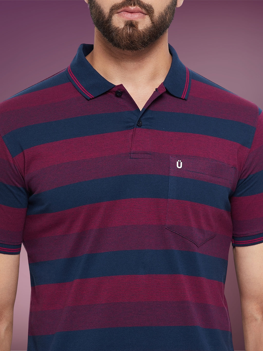 Men Striped Polo