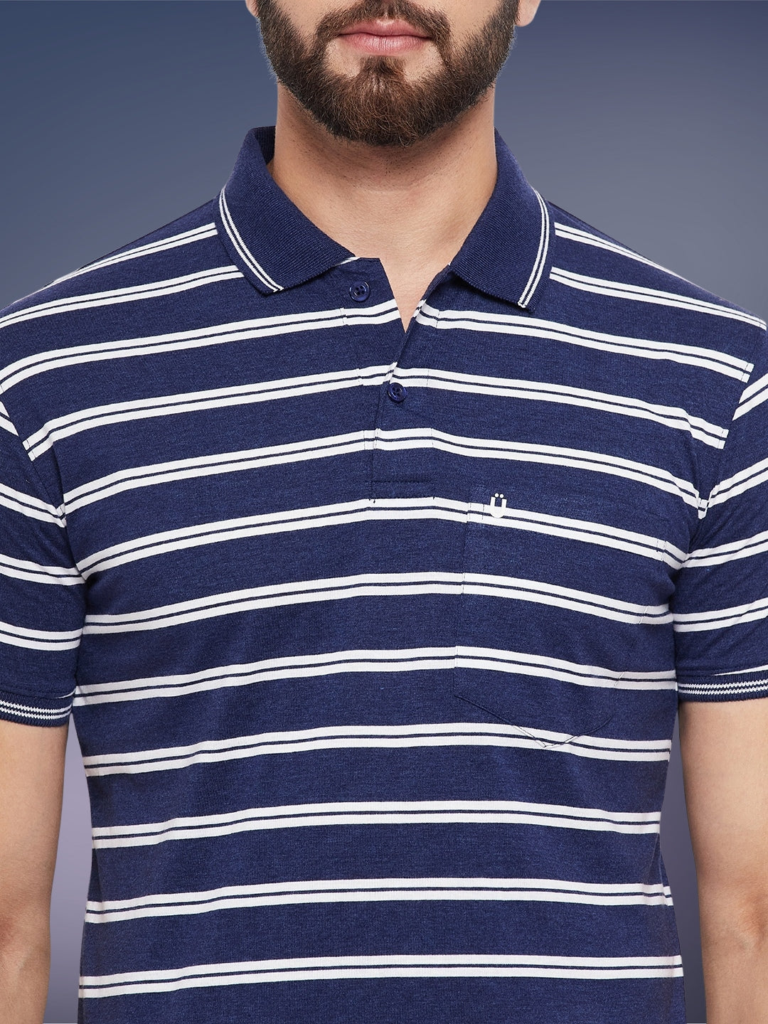 Men Striped Polo