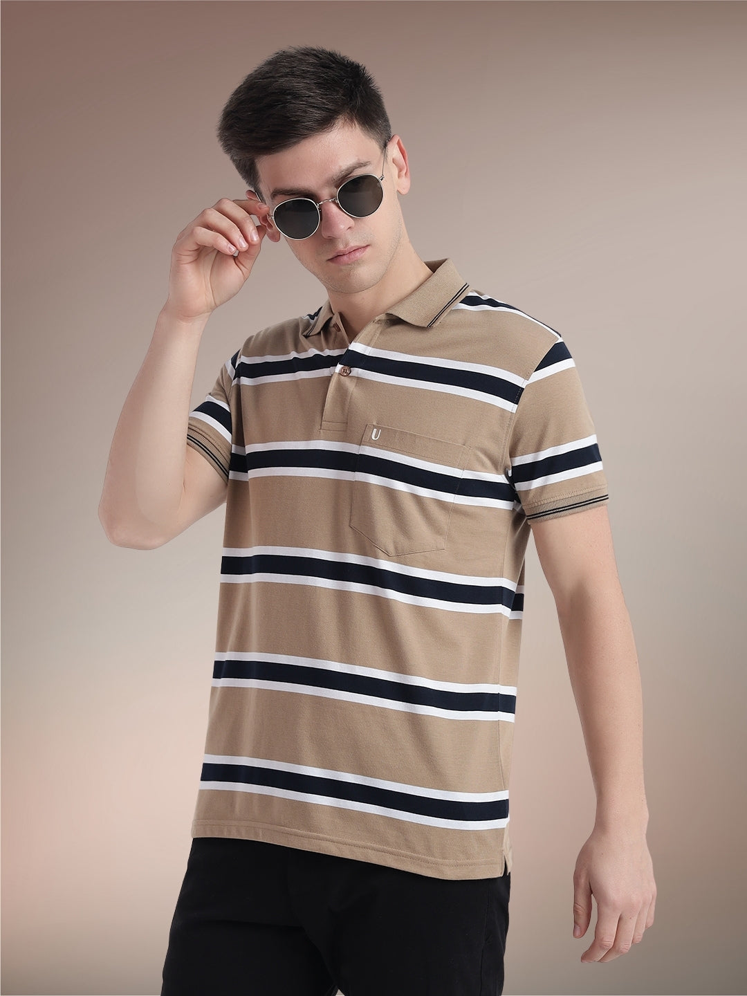 Men Striped Polo
