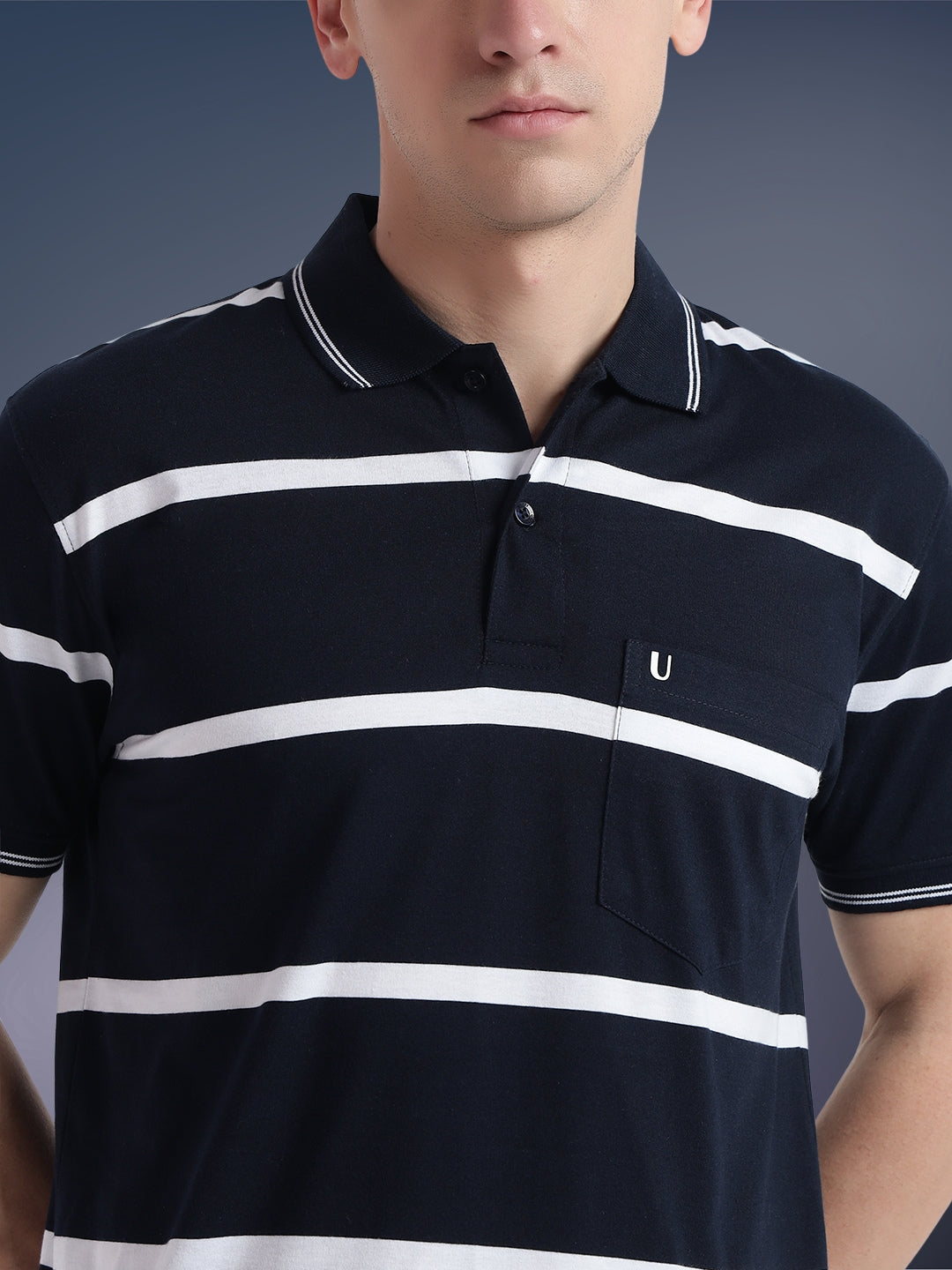 Men Striped Polo