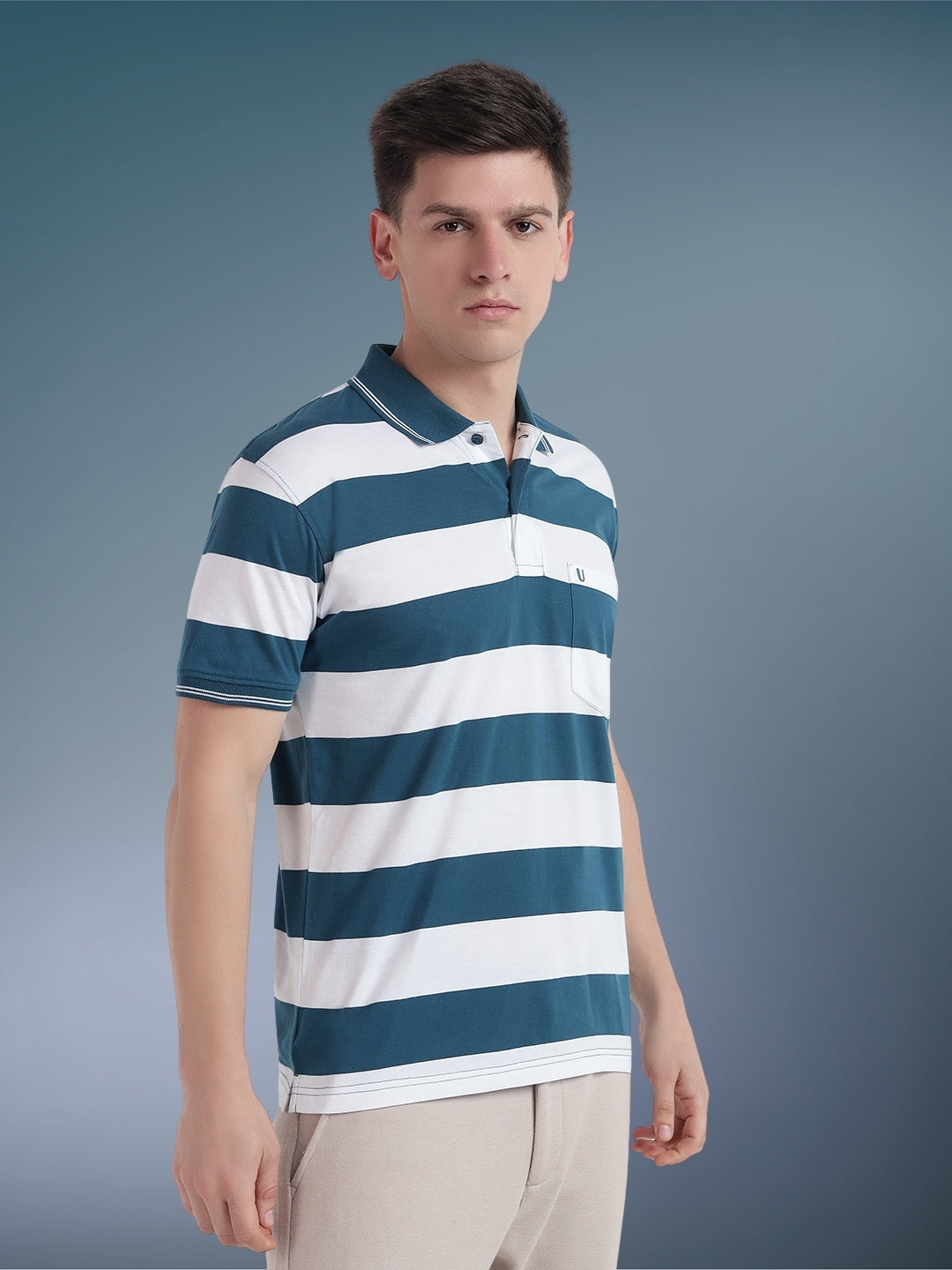 Men Striped Polo