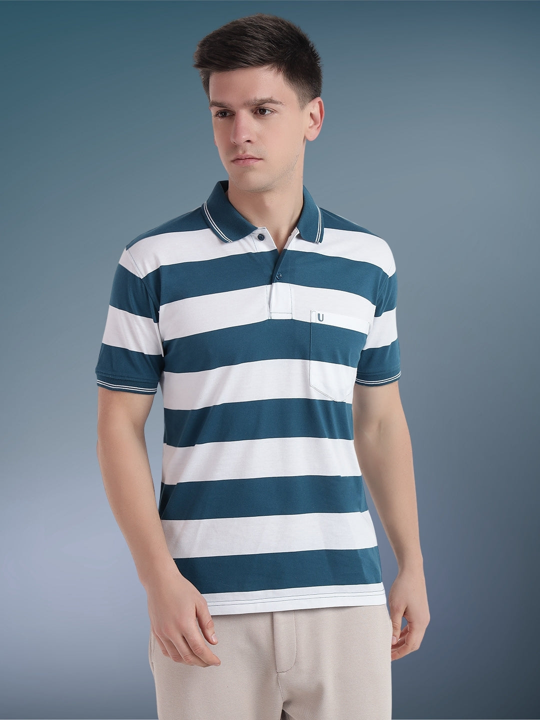 Men Striped Polo