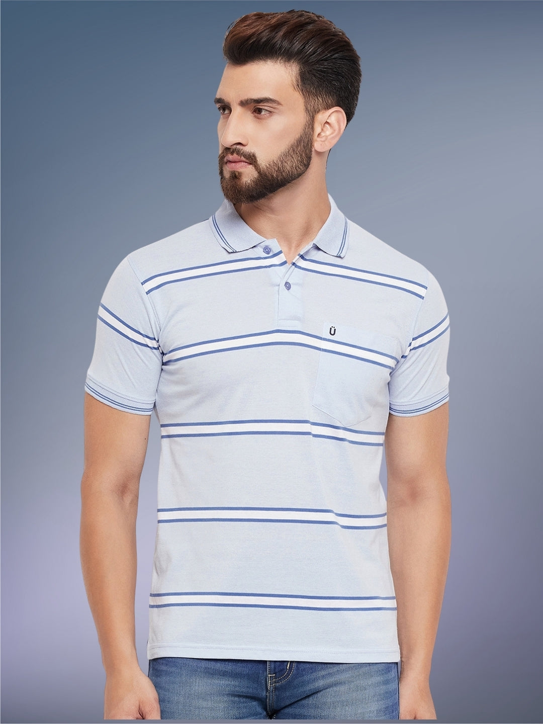 Men Striped Polo