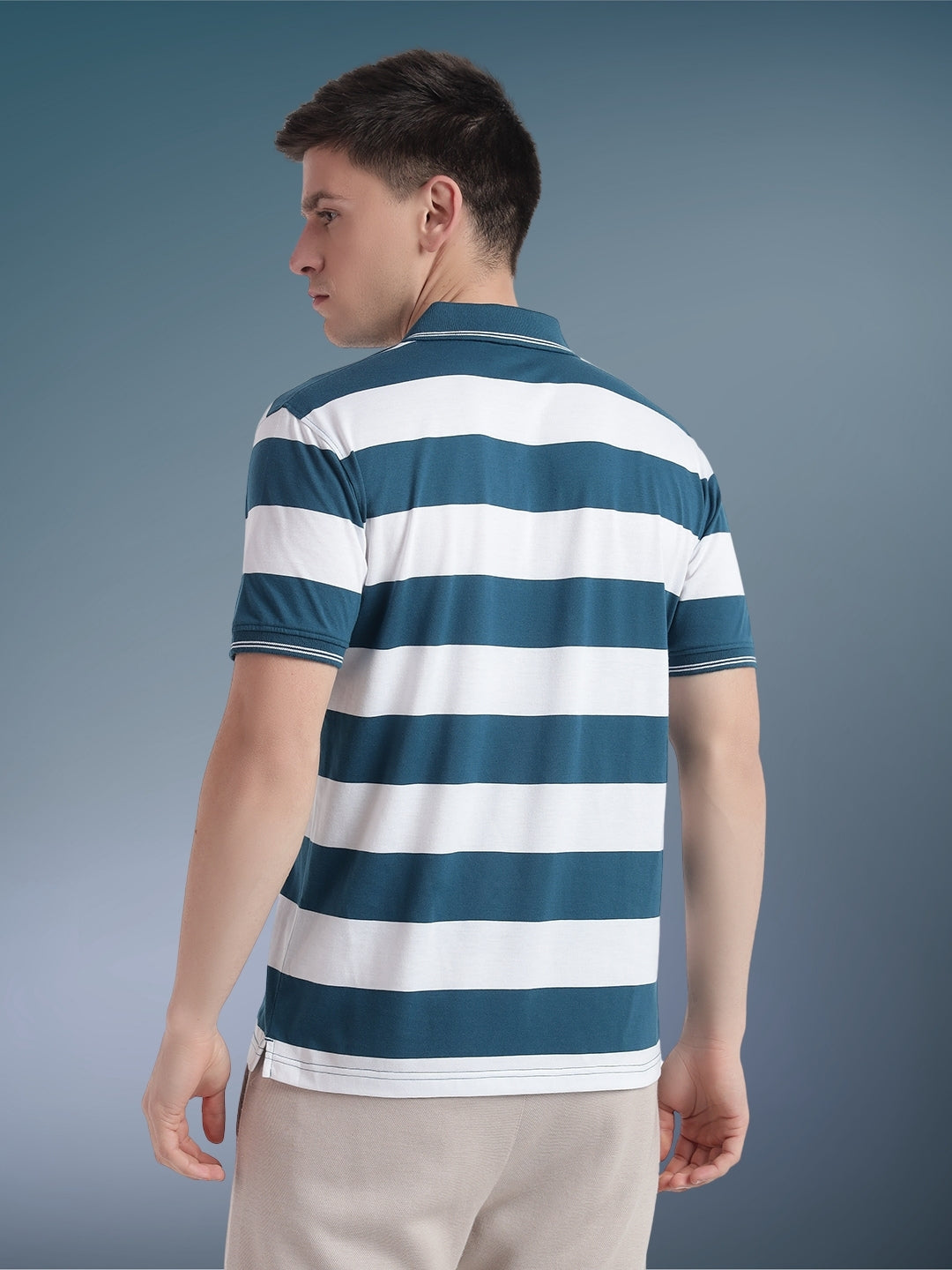 Men Striped Polo