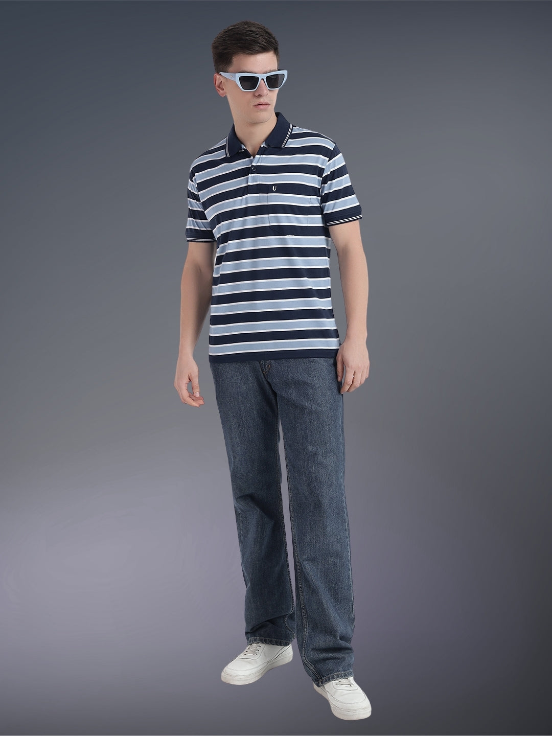 Men Striped Polo