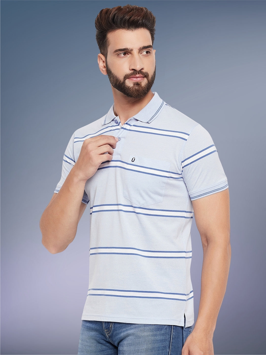 Men Striped Polo