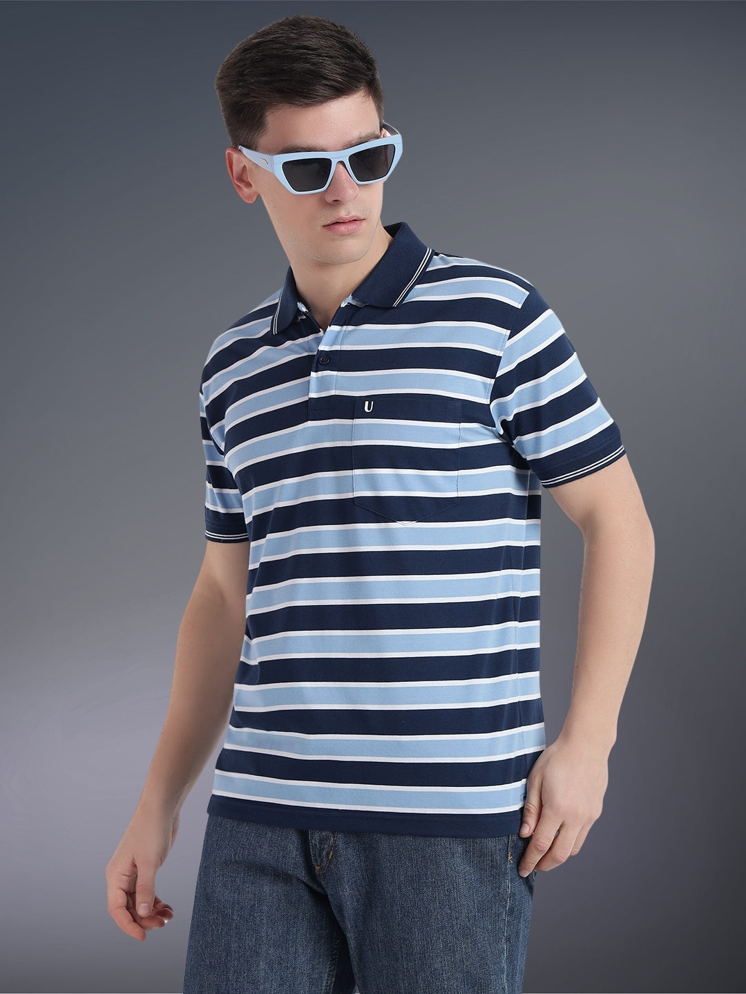 Men Striped Polo
