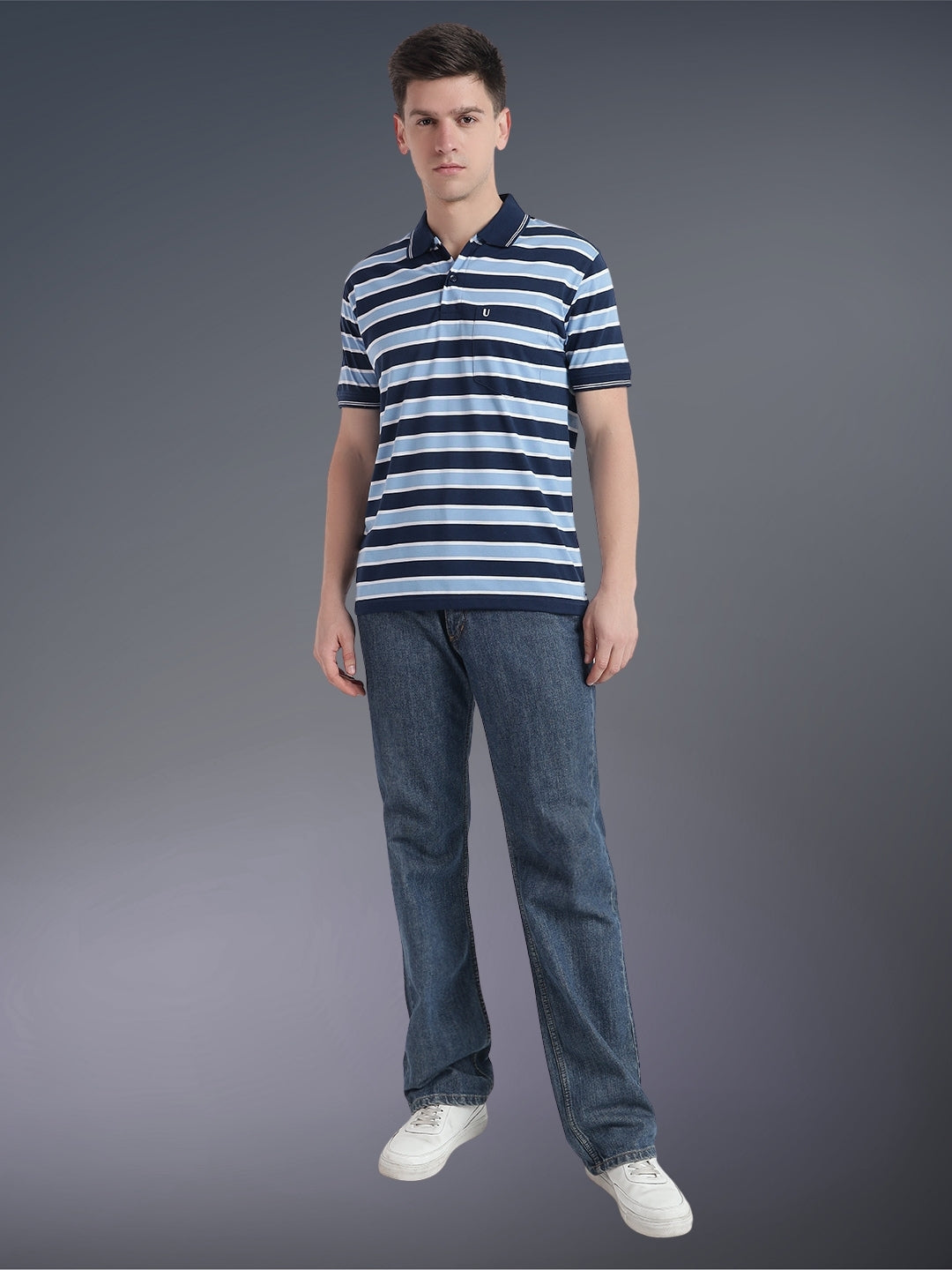 Men Striped Polo