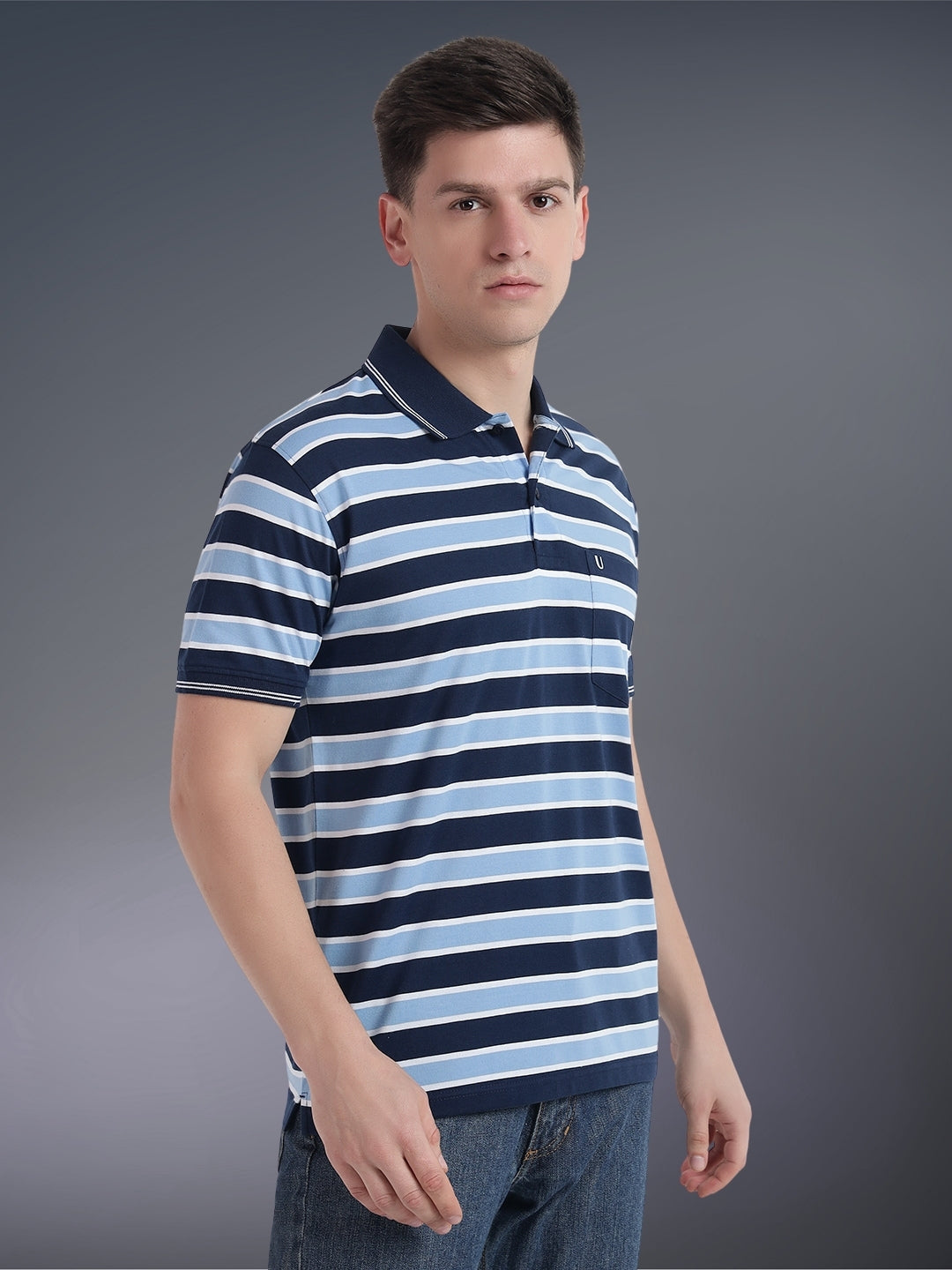 Men Striped Polo