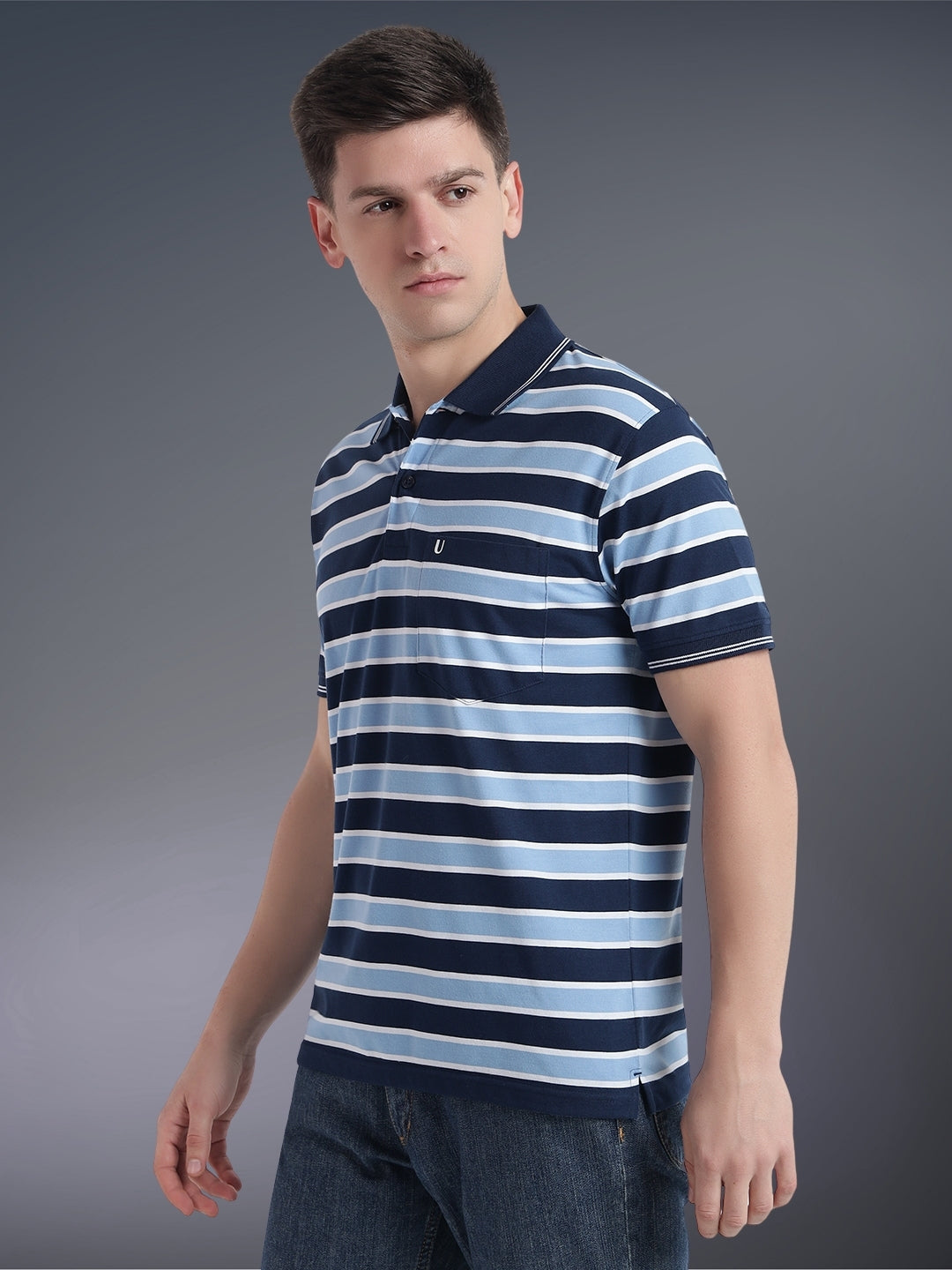 Men Striped Polo