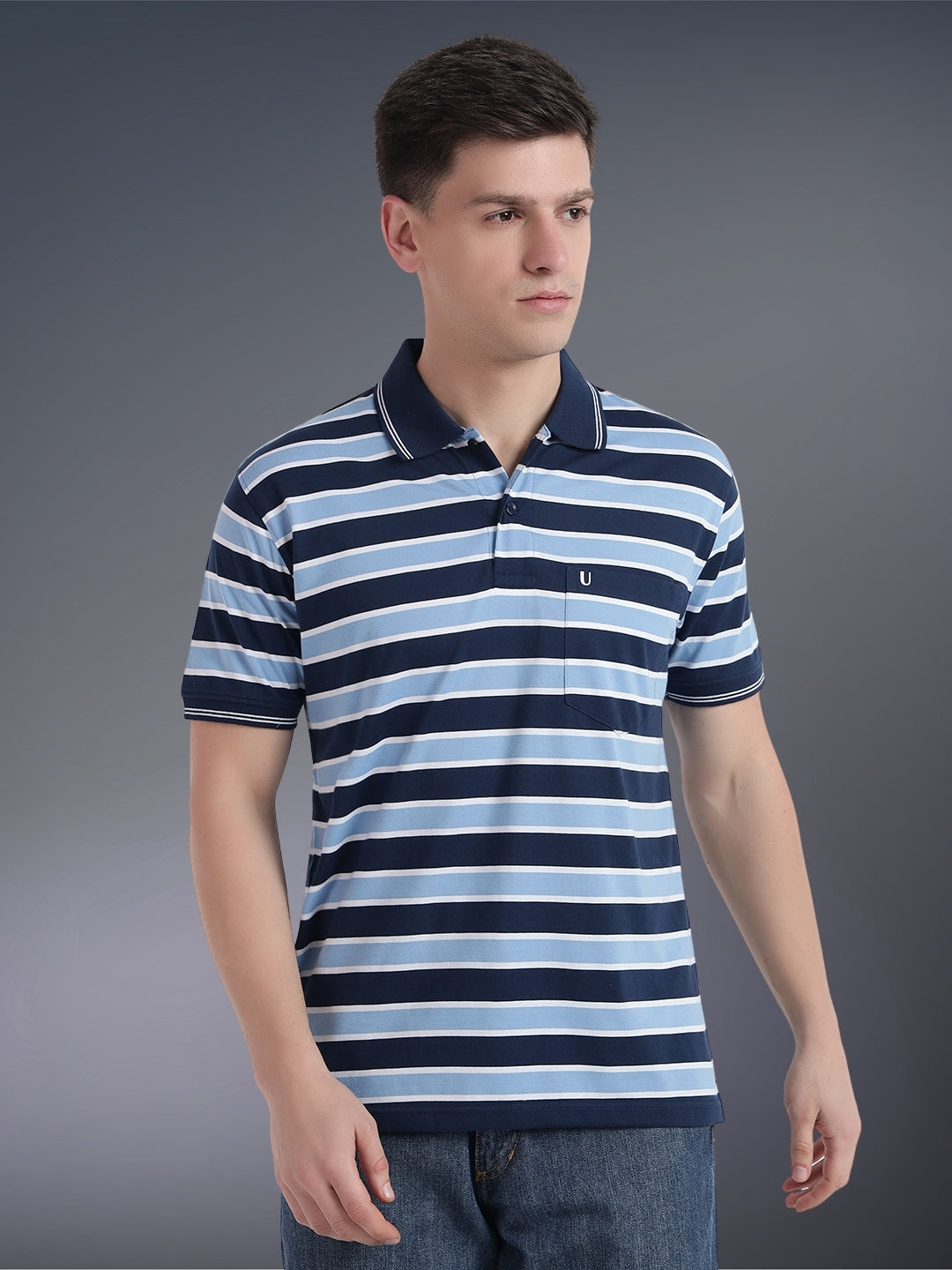 Men Striped Polo