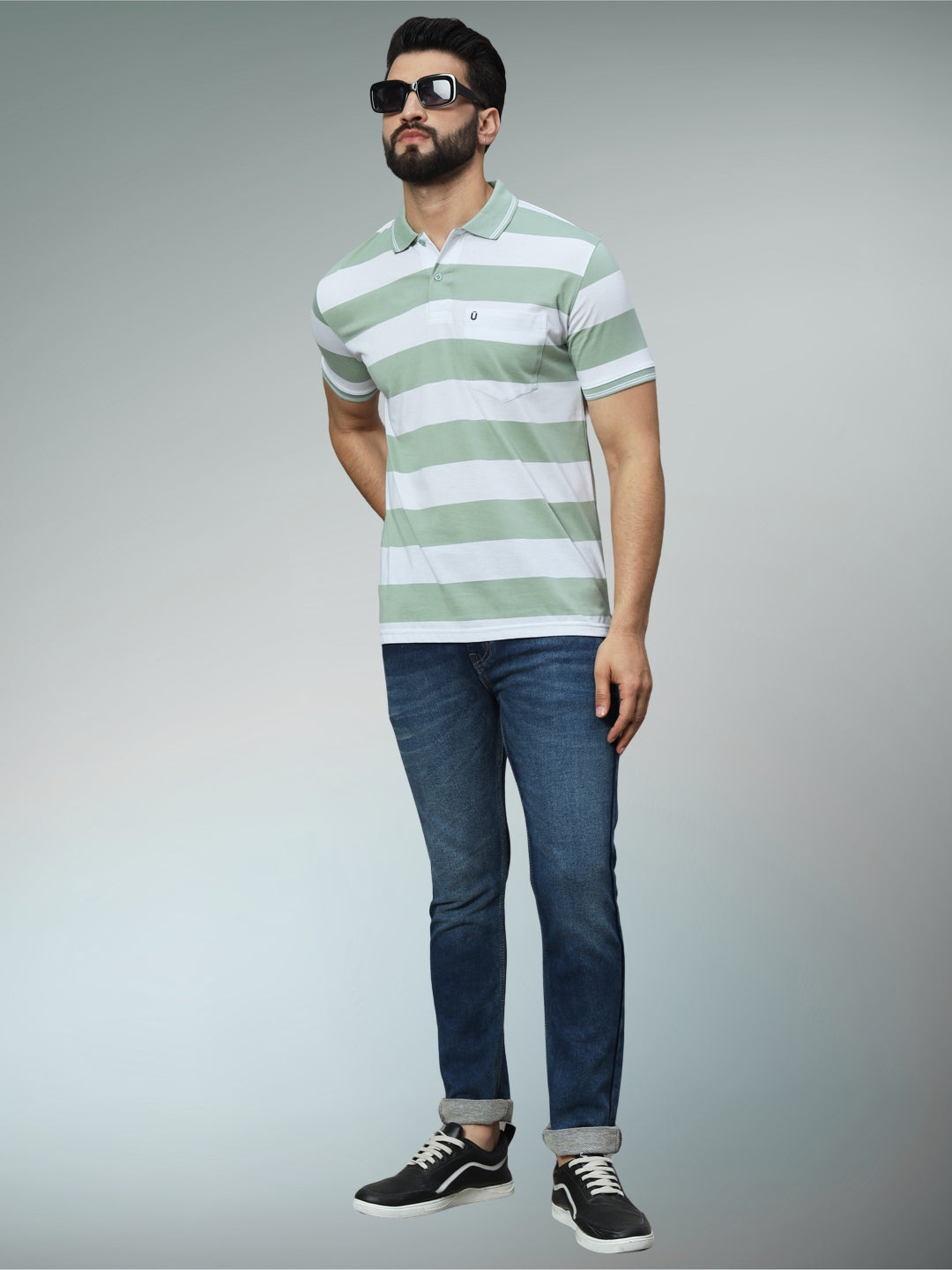 Men Striped Polo