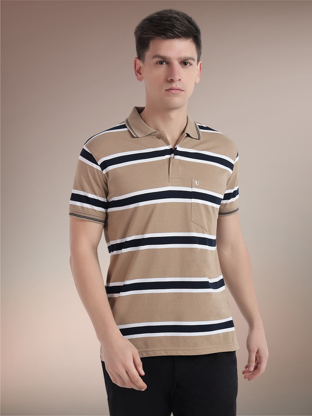 Men Striped Polo