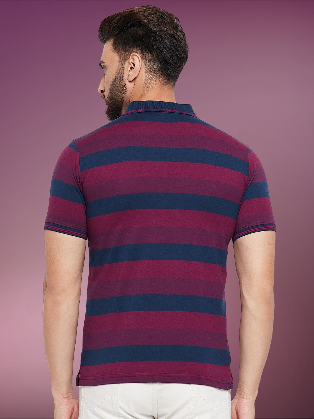 Men Striped Polo